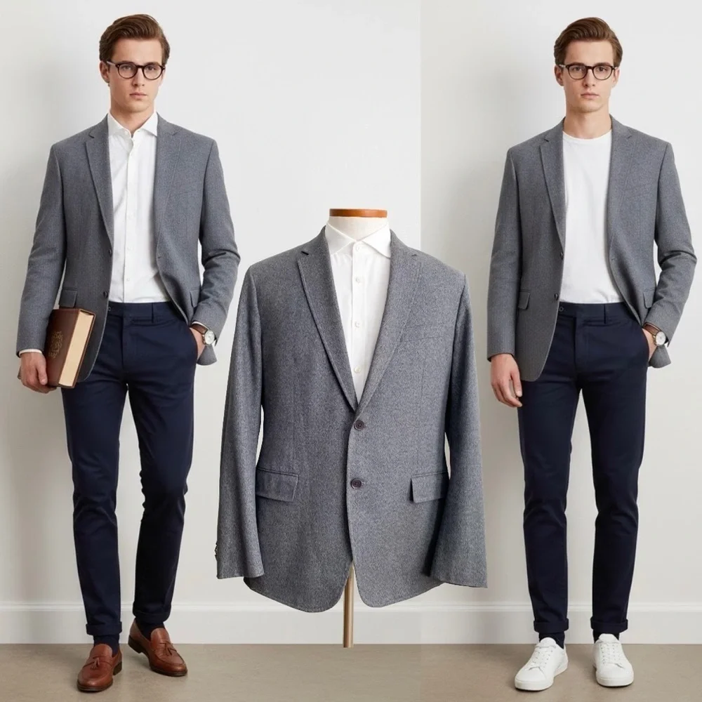Banana Republic Men’s Sport Coat Blazer Suit Jacket Cotton Gray Tailored Fit 44R